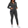 imagePINSV Two Piece Outfits For Women Long Sleeve Zip Up Hoodie Jacket Sweatsuits Jogging Suits Casual Tracksuit Sets Carbon Black L