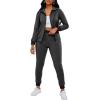 imagePINSV Two Piece Outfits For Women Long Sleeve Zip Up Hoodie Jacket Sweatsuits Jogging Suits Casual Tracksuit Sets Carbon Black XL