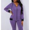 imagePINSV Two Piece Outfits For Women Long Sleeve Zip Up Hoodie Jacket Sweatsuits Jogging Suits Casual Tracksuit Sets Purple XL