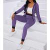 imagePINSV Two Piece Outfits For Women Long Sleeve Zip Up Hoodie Jacket Sweatsuits Jogging Suits Casual Tracksuit Sets Purple XL