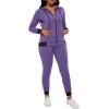 imagePINSV Two Piece Outfits For Women Long Sleeve Zip Up Hoodie Jacket Sweatsuits Jogging Suits Casual Tracksuit Sets Purple XL