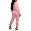imagePINSV Women 2 Piece Outfits Sweatsuits Sets Long Sleeve Crop Top Jogger Sweatpants Tracksuits Casual SetPink