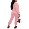 imagePINSV Women 2 Piece Outfits Sweatsuits Sets Long Sleeve Crop Top Jogger Sweatpants Tracksuits Casual SetPink