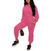 imagePINSV Women 2 Piece Outfits Sweatsuits Sets Long Sleeve Crop Top Jogger Sweatpants Tracksuits Casual SetRose Red