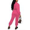 imagePINSV Women 2 Piece Outfits Sweatsuits Sets Long Sleeve Crop Top Jogger Sweatpants Tracksuits Casual SetRose Red