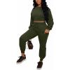 imagePINSV Women 2 Piece Outfits Sweatsuits Sets Long Sleeve Crop Top Jogger Sweatpants Tracksuits Casual SetZ641 Army Green
