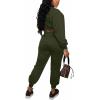 imagePINSV Women 2 Piece Outfits Sweatsuits Sets Long Sleeve Crop Top Jogger Sweatpants Tracksuits Casual SetZ641 Army Green