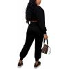 imagePINSV Women 2 Piece Outfits Sweatsuits Sets Long Sleeve Crop Top Jogger Sweatpants Tracksuits Casual SetZ641 Black