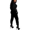 imagePINSV Women 2 Piece Outfits Sweatsuits Sets Long Sleeve Crop Top Jogger Sweatpants Tracksuits Casual SetZ641 Black
