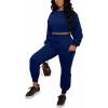 imagePINSV Women 2 Piece Outfits Sweatsuits Sets Long Sleeve Crop Top Jogger Sweatpants Tracksuits Casual SetZ641 Blue
