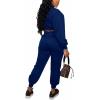 imagePINSV Women 2 Piece Outfits Sweatsuits Sets Long Sleeve Crop Top Jogger Sweatpants Tracksuits Casual SetZ641 Blue