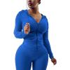 imagePINSV Women Two Piece Outfits Workout Sets Bodycon Tracksuit Long Sleeve Zip Up Hoodie Jacket Jogger Matching Sweat Pants SetBlue