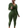 imagePINSV Women Two Piece Outfits Workout Sets Bodycon Tracksuit Long Sleeve Zip Up Hoodie Jacket Jogger Matching Sweat Pants SetDark Green