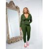 imagePINSV Women Two Piece Outfits Workout Sets Bodycon Tracksuit Long Sleeve Zip Up Hoodie Jacket Jogger Matching Sweat Pants SetDark Green