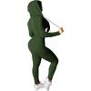 imagePINSV Women Two Piece Outfits Workout Sets Bodycon Tracksuit Long Sleeve Zip Up Hoodie Jacket Jogger Matching Sweat Pants SetDark Green