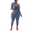 imagePINSV Women Two Piece Outfits Workout Sets Bodycon Tracksuit Long Sleeve Zip Up Hoodie Jacket Jogger Matching Sweat Pants SetGrey Blue