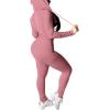 imagePINSV Women Two Piece Outfits Workout Sets Bodycon Tracksuit Long Sleeve Zip Up Hoodie Jacket Jogger Matching Sweat Pants SetPink