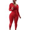 imagePINSV Women Two Piece Outfits Workout Sets Bodycon Tracksuit Long Sleeve Zip Up Hoodie Jacket Jogger Matching Sweat Pants SetRed