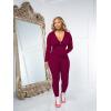 imagePINSV Women Two Piece Outfits Workout Sets Bodycon Tracksuit Long Sleeve Zip Up Hoodie Jacket Jogger Matching Sweat Pants SetWine Red