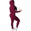imagePINSV Women Two Piece Outfits Workout Sets Bodycon Tracksuit Long Sleeve Zip Up Hoodie Jacket Jogger Matching Sweat Pants SetWine Red