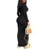 imagePINSV Womens Bodycon Maxi Dress Basic Scoop Neck Long Sleeve Casual Long wrap Maxi Dresses for WomenBlack