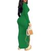 imagePINSV Womens Bodycon Maxi Dress Basic Scoop Neck Long Sleeve Casual Long wrap Maxi Dresses for WomenGreen
