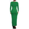 imagePINSV Womens Bodycon Maxi Dress Basic Scoop Neck Long Sleeve Casual Long wrap Maxi Dresses for WomenGreen