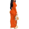 imagePINSV Womens Bodycon Maxi Dress Basic Scoop Neck Long Sleeve Casual Long wrap Maxi Dresses for WomenOrange
