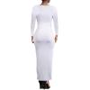 imagePINSV Womens Bodycon Maxi Dress Basic Scoop Neck Long Sleeve Casual Long wrap Maxi Dresses for WomenWhite