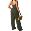 imagePINSV Womens Casual Wide Leg Pants High Waisted Drawstring Baggy Sweatpants Elastic Straight Leg Lounge Pants721 Army Green