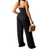 imagePINSV Womens Casual Wide Leg Pants High Waisted Drawstring Baggy Sweatpants Elastic Straight Leg Lounge Pants721 Black