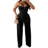 imagePINSV Womens Casual Wide Leg Pants High Waisted Drawstring Baggy Sweatpants Elastic Straight Leg Lounge Pants721 Black