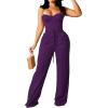 imagePINSV Womens Casual Wide Leg Pants High Waisted Drawstring Baggy Sweatpants Elastic Straight Leg Lounge Pants721 Deep Purple