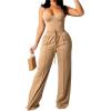 imagePINSV Womens Casual Wide Leg Pants High Waisted Drawstring Baggy Sweatpants Elastic Straight Leg Lounge Pants721 Khaki