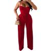 imagePINSV Womens Casual Wide Leg Pants High Waisted Drawstring Baggy Sweatpants Elastic Straight Leg Lounge Pants721 Red
