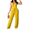 imagePINSV Womens Casual Wide Leg Pants High Waisted Drawstring Baggy Sweatpants Elastic Straight Leg Lounge Pants721 Yellow