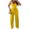 imagePINSV Womens Casual Wide Leg Pants High Waisted Drawstring Baggy Sweatpants Elastic Straight Leg Lounge Pants721 Yellow