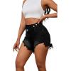 imagePINSV Womens High Waisted Crossover Denim ShortsBlack