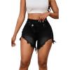 imagePINSV Womens High Waisted Crossover Denim ShortsBlack