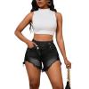 imagePINSV Womens High Waisted Crossover Denim ShortsBlack Gray