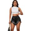 imagePINSV Womens High Waisted Crossover Denim ShortsBlack Gray