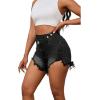 imagePINSV Womens High Waisted Crossover Denim ShortsBlack Gray