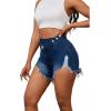 imagePINSV Womens High Waisted Crossover Denim ShortsDark Blue