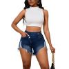 imagePINSV Womens High Waisted Crossover Denim ShortsDark Blue