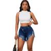 imagePINSV Womens High Waisted Crossover Denim ShortsDark Blue