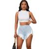 imagePINSV Womens High Waisted Crossover Denim ShortsGray Blue