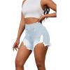 imagePINSV Womens High Waisted Crossover Denim ShortsGray Blue