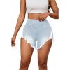 imagePINSV Womens High Waisted Crossover Denim ShortsGray Blue