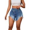 imagePINSV Womens High Waisted Crossover Denim ShortsLight Blue