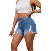 imagePINSV Womens High Waisted Crossover Denim ShortsLight Blue